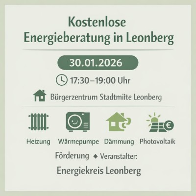 Kostenlose Energie-Einzelberatung im Bürgerzentrum Leonberg